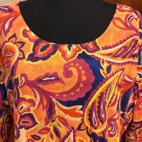 Soft Surroundings Blouse Large Womens Top Colorful Retro Layered 1/2 Sleeve Boho - Picture 2 of 7